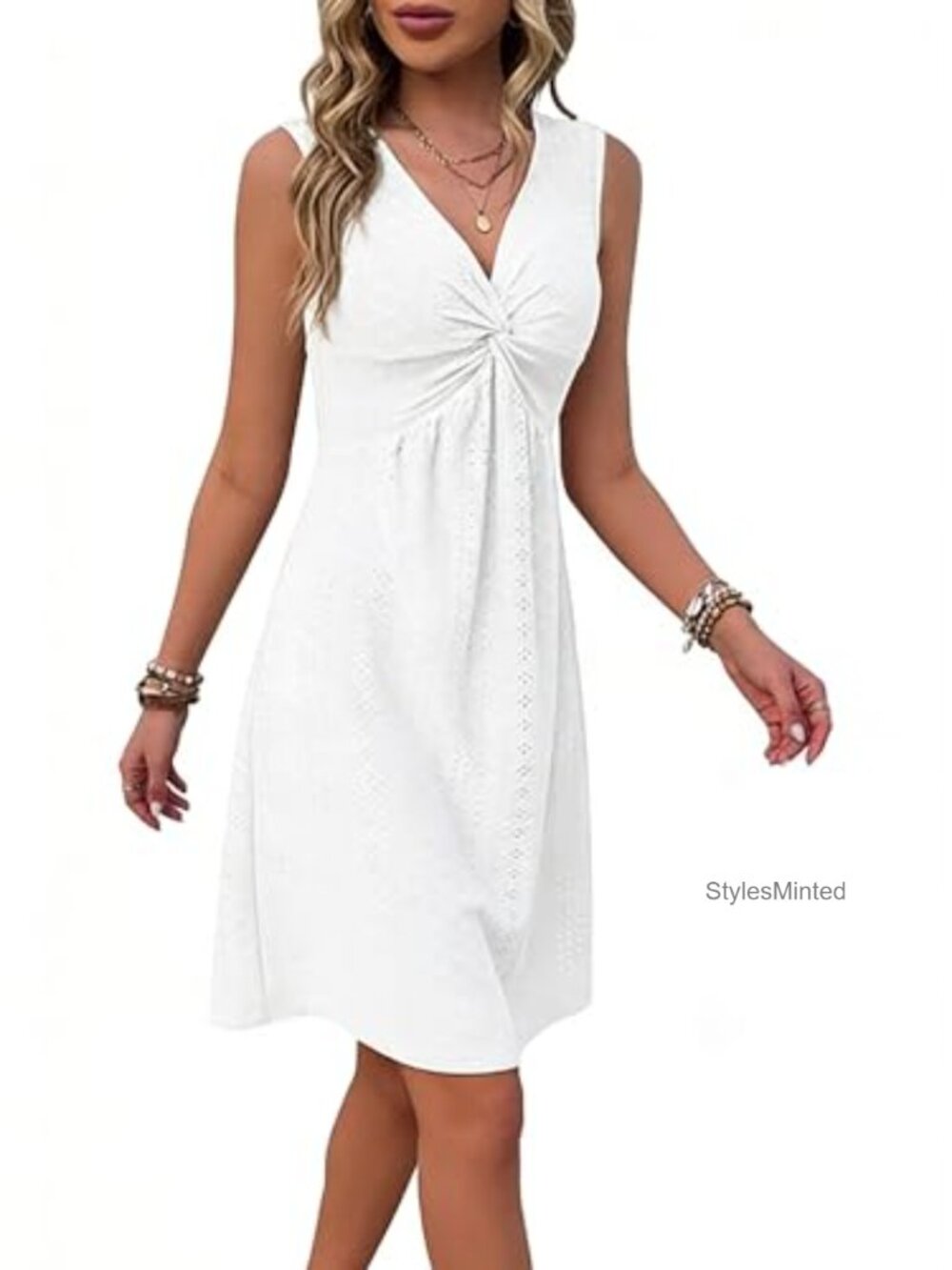 Women's Boho Floral Twist Front Mini Sundress Sleeveless Bodycon Casual - Picture 4 of 6